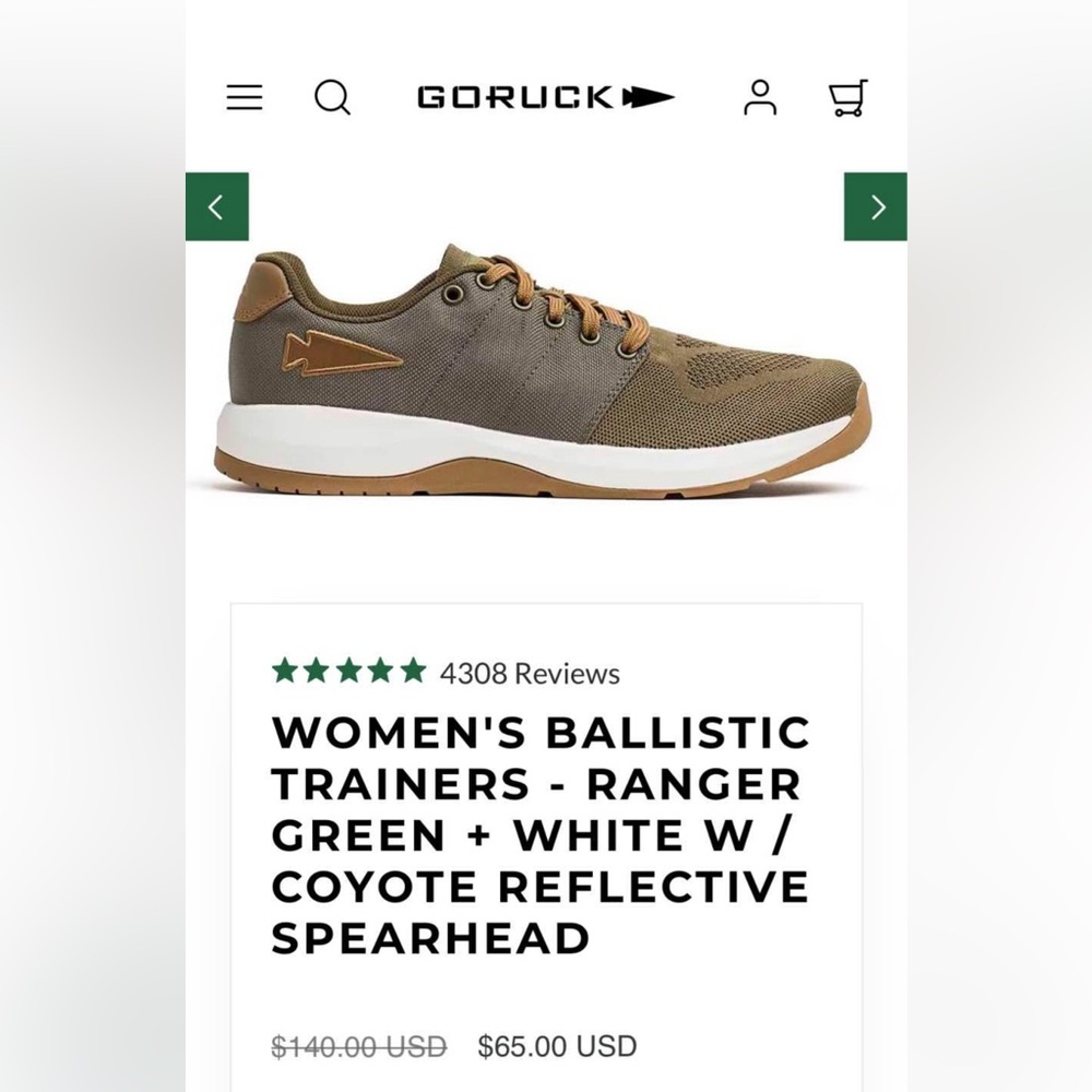 Women's Ballistic Trainers - Olive and White - BRAND NEW!